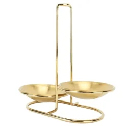 Lodret suppeskesholder skerest rustfrit stål Nem adgang køkkengrej Stand til køkken Køkkengrej Hot Pot Golden med 2 tallerkener