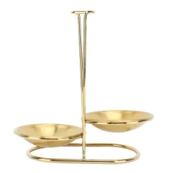 Lodret suppeskesholder skerest rustfrit stål Nem adgang køkkengrej Stand til køkken Køkkengrej Hot Pot Golden med 2 tallerkener