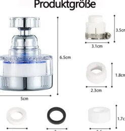 Lollanda 360° drejeligt brusehoved til køkkenarmatur køkkenarmatur - vandhane filter hjem køkken vandfilter med adapter Sale