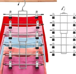 Tøj- & Garderobeopbevaring>Lollanda Foldbar 6-lags Metal Bøjle – Pladsbesparende Buksebøjler/Bøjle, Sort Organizer