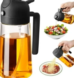 Olie- & Eddikebeholdere>Lollanda 2-i-1 Oliesprayflaske 470 ml - Sprayflaske til olie og eddike, perfekt til madlavning, Airfryer og salat