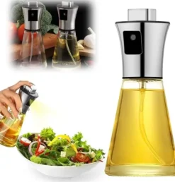 Lollanda Oliesprayflaske 200 ml i rustfrit stål og glas, konisk design til madlavning, grillning og bagning Sale