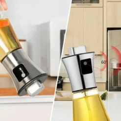 Lollanda Oliesprayflaske 200 ml i rustfrit stål og glas, konisk design til madlavning, grillning og bagning Sale