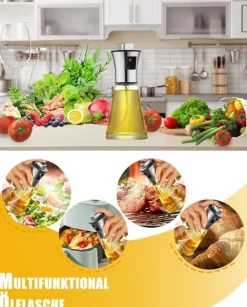 Lollanda Oliesprayflaske 200 ml i rustfrit stål og glas, konisk design til madlavning, grillning og bagning Sale