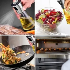 Lollanda Oliesprayflaske 200 ml i rustfrit stål og glas, konisk design til madlavning, grillning og bagning Sale