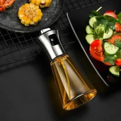 Lollanda Oliesprayflaske 200 ml i rustfrit stål og glas, konisk design til madlavning, grillning og bagning Sale