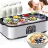 Lollanda Yoghurtmaskine Yoghurtmaskine med temperaturindstilling, termostat og 48 timers timer, 8 glas à 180 ml til hjemmet Outlet