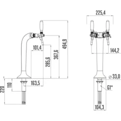 Øltårn, Ølkolonne, Ølhane, Tapetårn, Fadølstårn, Kegerator-tårn, Kegerator Tower krom 2-vejs, elegant, top kvalitet! (Pakkepris) New