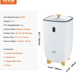 Tørreskab>Luksus Håndklædetørrer, 35L Kapacitet, PTC Opvarmningsmodul,35L