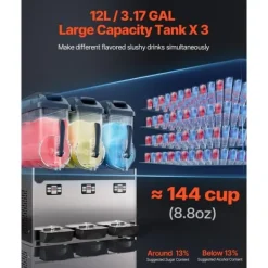 12Lx3 Kommerciel Slushy Maskine, Margarita, Smoothie, Frosne Drikke, Hurtig Frysefunktion, Optimal Til Fest. Best