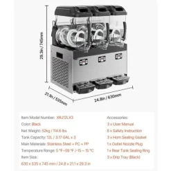 12Lx3 Kommerciel Slushy Maskine, Margarita, Smoothie, Frosne Drikke, Hurtig Frysefunktion, Optimal Til Fest. Best