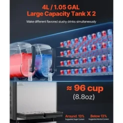 4Lx2 Tank Kommerciel Slushy Maskine, Margarita Smoothie, Fryse Drink Maker, hurtig frysefunktion, perfekt til fester. Online