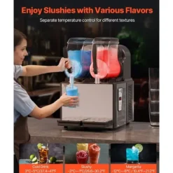 4Lx2 Tank Kommerciel Slushy Maskine, Margarita Smoothie, Fryse Drink Maker, hurtig frysefunktion, perfekt til fester. Online