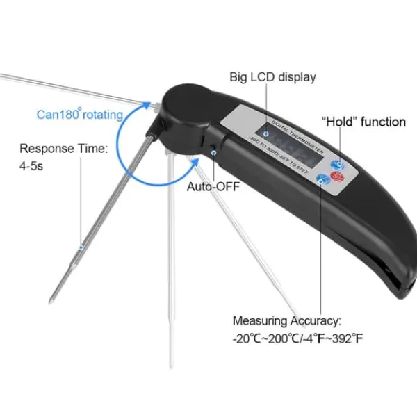 Madlavningstermometer til Køkken BBQ Kødtemperaturmåling Sort Clearance