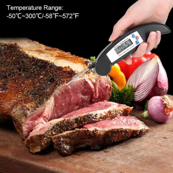 Madlavningstermometer til Køkken BBQ Kødtemperaturmåling Sort Clearance