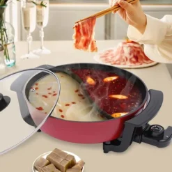 Mandarin Duck hotpot-gryde, dobbelt delt 6 liter med yin-yang skillevæg, mørk khaki, kinesisk fondue til hjem og fest Best