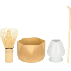 Kaffe- & Teservicer>Matcha-værktøjssæt til bambus tepiskeris teske skål keramisk tepiskeholder tesæt