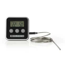 Køkkentermometre>MELISSA Kødtermometer | op til 250°C | Alarmtimer | LCD-display