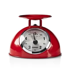 MELISSA Retro køkkenvægt | analog | metalhus | aftagelig skål | maks. 5 kg | 25 grams intervaller | Rød Discount