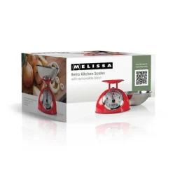 MELISSA Retro køkkenvægt | analog | metalhus | aftagelig skål | maks. 5 kg | 25 grams intervaller | Rød Discount