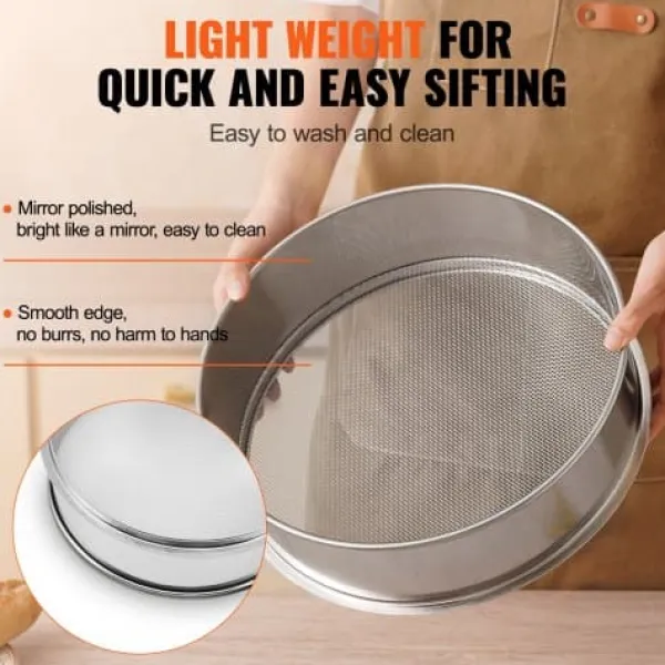 Sier>Melsigte, 32x30.5x10 cm, Rustfrit stål, Finmasket