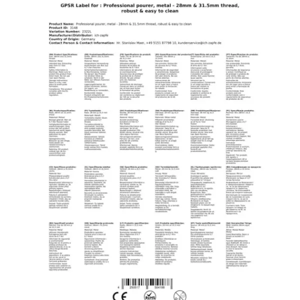 Flaskepropper>Metal - Skænkeprop