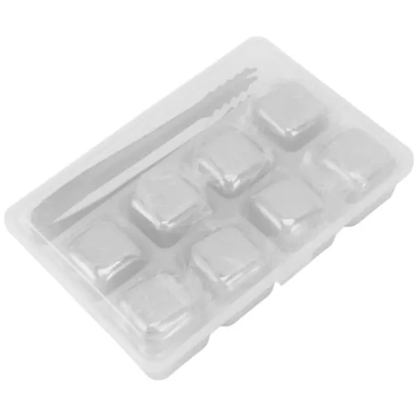 Metal Whisky Iskuber Livsmedelsklass 304 Rostfritt Stål Säker Giftfri Vit Använda Whiskeystenar för Whiskydryck 8 kuber med istång Discount