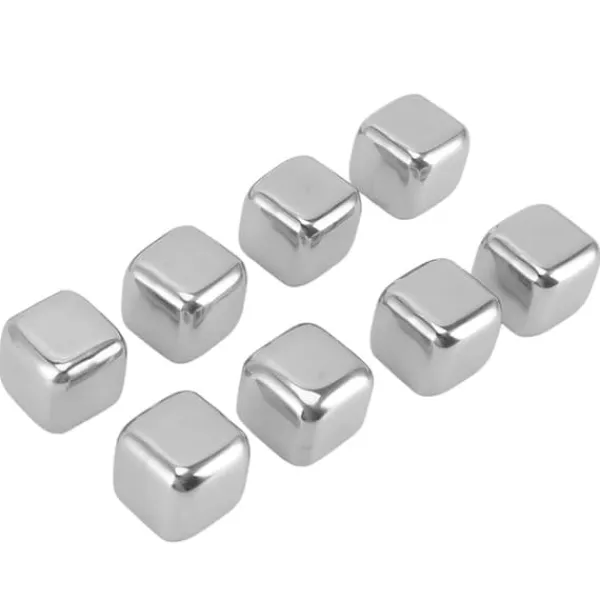 Metal Whisky Iskuber Livsmedelsklass 304 Rostfritt Stål Säker Giftfri Vit Använda Whiskeystenar för Whiskydryck 8 kuber med istång Discount