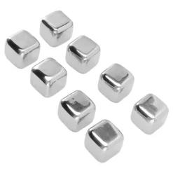 Metal Whisky Iskuber Livsmedelsklass 304 Rostfritt Stål Säker Giftfri Vit Använda Whiskeystenar för Whiskydryck 8 kuber med istång Discount