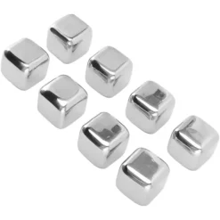 Metal Whisky Iskuber Livsmedelsklass 304 Rostfritt Stål Säker Giftfri Vit Använda Whiskeystenar för Whiskydryck 8 kuber med istång Discount