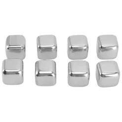 Metal Whisky Iskuber Livsmedelsklass 304 Rostfritt Stål Säker Giftfri Vit Använda Whiskeystenar för Whiskydryck 8 kuber med istång Discount