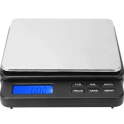 Køkkenvægte>Mini digital køkkenvægt - Højpræcisions elektrisk vægt (1000g/0,01g) - Blå baggrundsbelyst display, sort