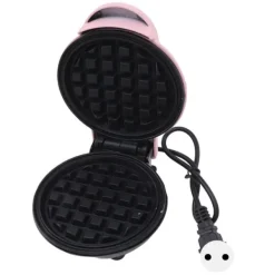 Vaffeljern>Mini dobbeltsidet stavfast vaffelmaskine - Rund multifunktionel morgenmadsmaskine til toastsandwich - Pink (EU-stik 220V)