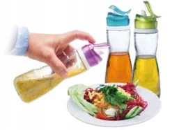 275ML ​​OLIVOLIEFLASKE GLAS 1 stk. MED HÅNDTAG OG LÅG TIL OLIE OG Eddike Hot