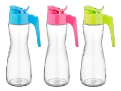 275ML ​​OLIVOLIEFLASKE GLAS 1 stk. MED HÅNDTAG OG LÅG TIL OLIE OG Eddike Hot