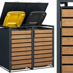 Viking Choice Skraldespande & Papirkurve>Moderne 240L dobbelt affaldsskabsindhegning med vejrbestandig design til haveopbevaring