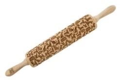 MoodForWood Trækagerulle, Graveret, 43 cm med Håndtag, Perfekt til Bagning - Hundemønster Online