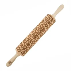 MoodForWood Trækagerulle, Graveret, 43 cm med Håndtag, Perfekt til Bagning - Egernmønster Online