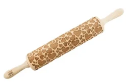 MoodForWood Trækagerulle, Graveret, 43 cm med Håndtag, Perfekt til Bagning - Hjertemønster Discount