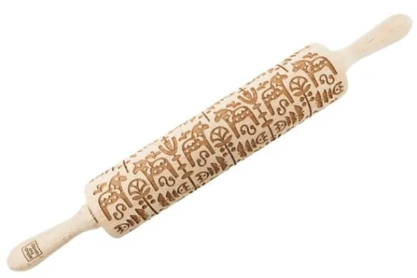 Kageruller>MoodForWood Trækagerulle, Graveret, 43 cm med Håndtag, Perfekt til Bagning - Dala Mønster