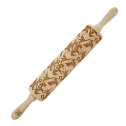 MoodForWood Trækagerulle, Graveret, 43 cm med Håndtag, Perfekt til Bagning - Dragemønster Outlet