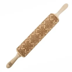 Kageruller>MoodForWood Trækagerulle, Graveret, 43 cm med Håndtag, Perfekt til Bagning - Hulmønster