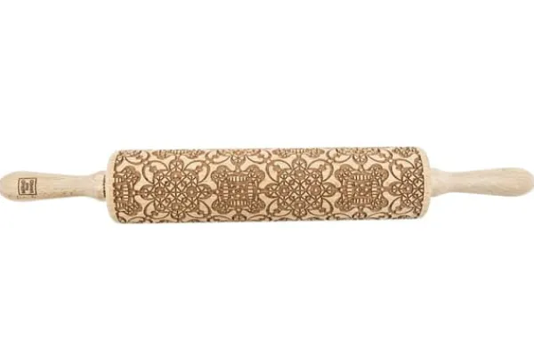 Kageruller>MoodForWood Trækagerulle, Graveret, 43 cm med Håndtag, Perfekt til Bagning - Hulmønster