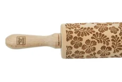 MoodForWood Trækagerulle, Graveret, 43 cm med Håndtag, Perfekt til Bagning - Paradise Pattern New