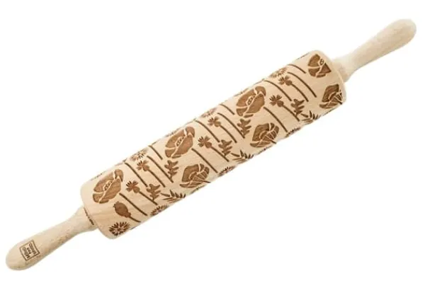 Kageruller>MoodForWood Trækagerulle, Graveret, 43 cm med Håndtag, Perfekt til Bagning - Engmønster