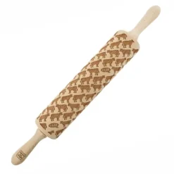 MoodForWood Trækagerulle, Graveret, 43 cm med Håndtag, Perfekt til Bagning - Komønster Online