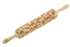 Kageruller>MoodForWood Trækagerulle, Graveret, 43 cm med Håndtag, Perfekt til Bagning - Havmønster