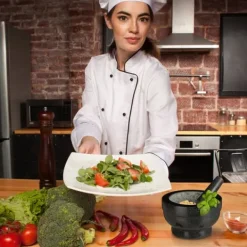 Mortere & Pistiller>Morter og støder, granit, 12x20 cm, sort