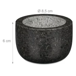 Morter og støder, granit, 6x8,5 cm, grå Clearance