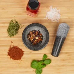 Morter og støder, granit, 6x8,5 cm, grå Clearance